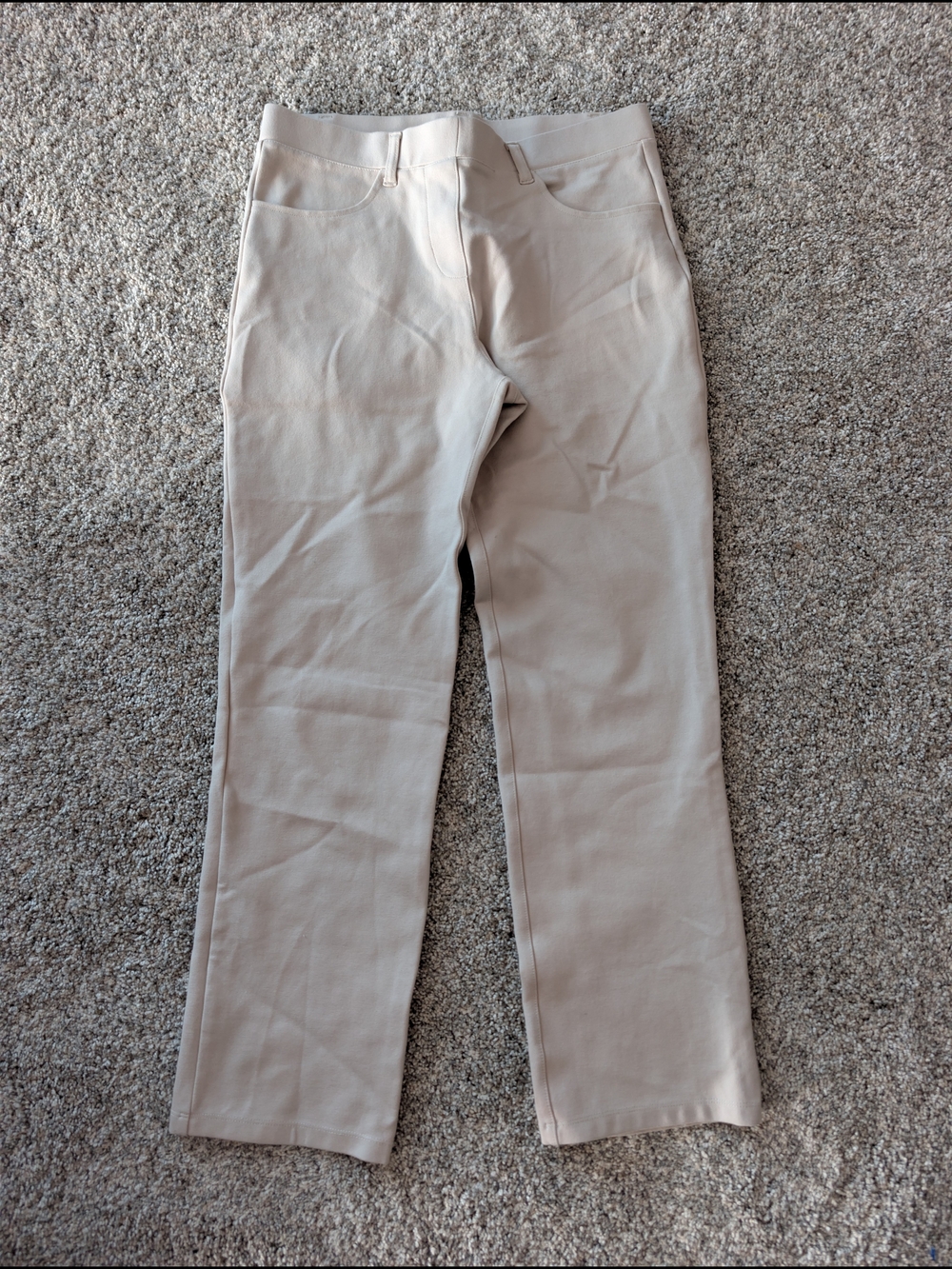 Quince Ultra Stretch Ponte Straight Leg Pant Small NWOT Beige Cream